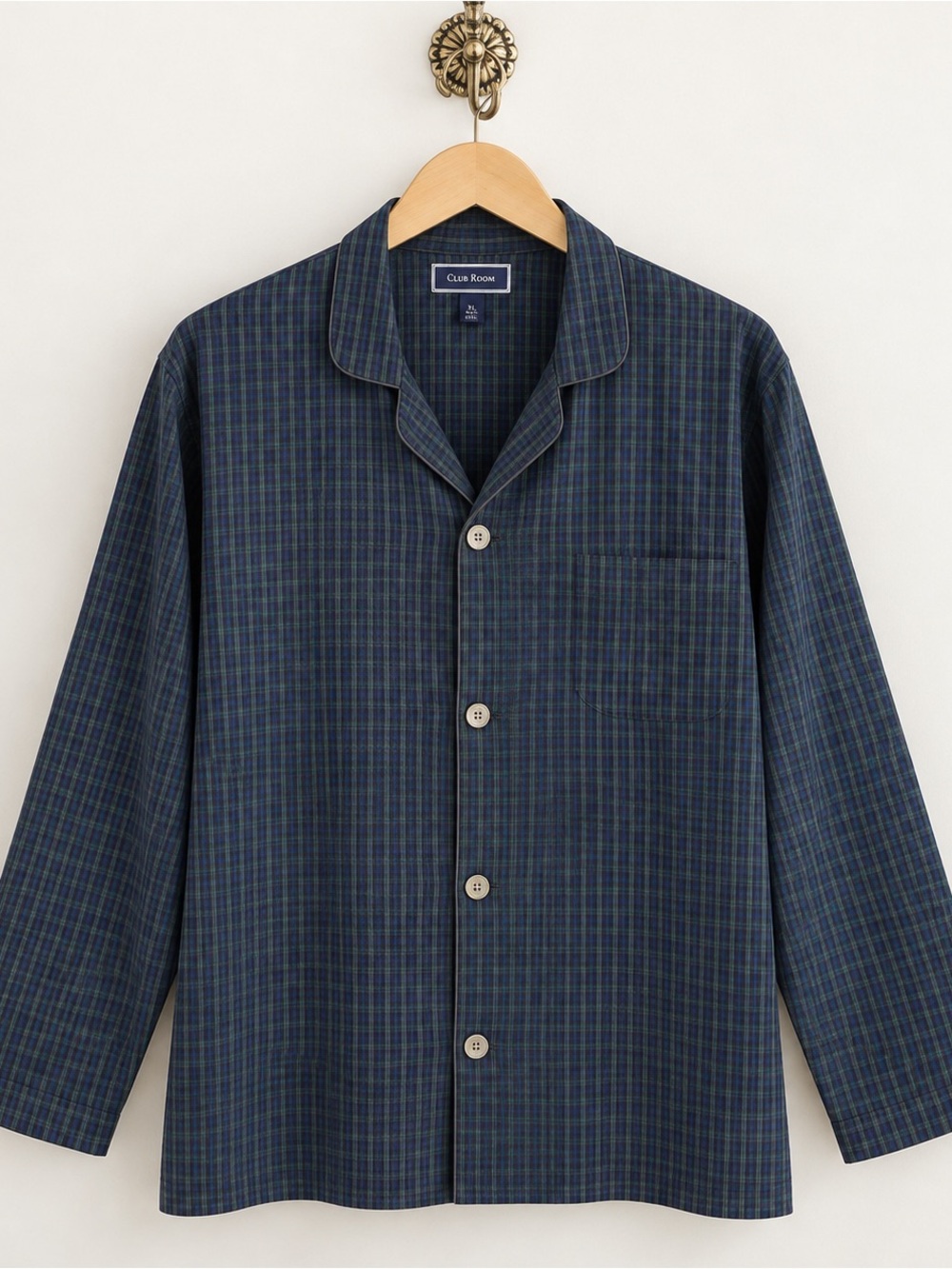 Club Room Men’s Blue Green Plaid Pajama Lounge Top XL